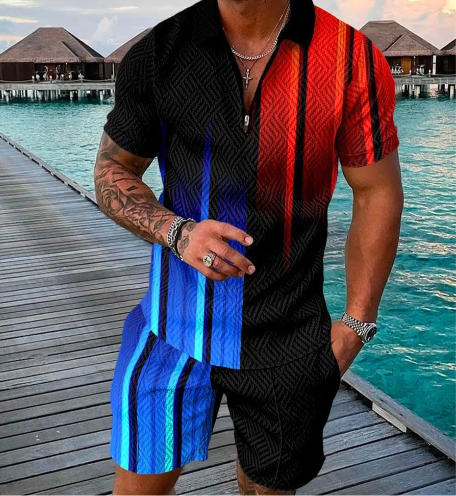 Short Sleeve Polo 2 Piece Shirt + Shorts