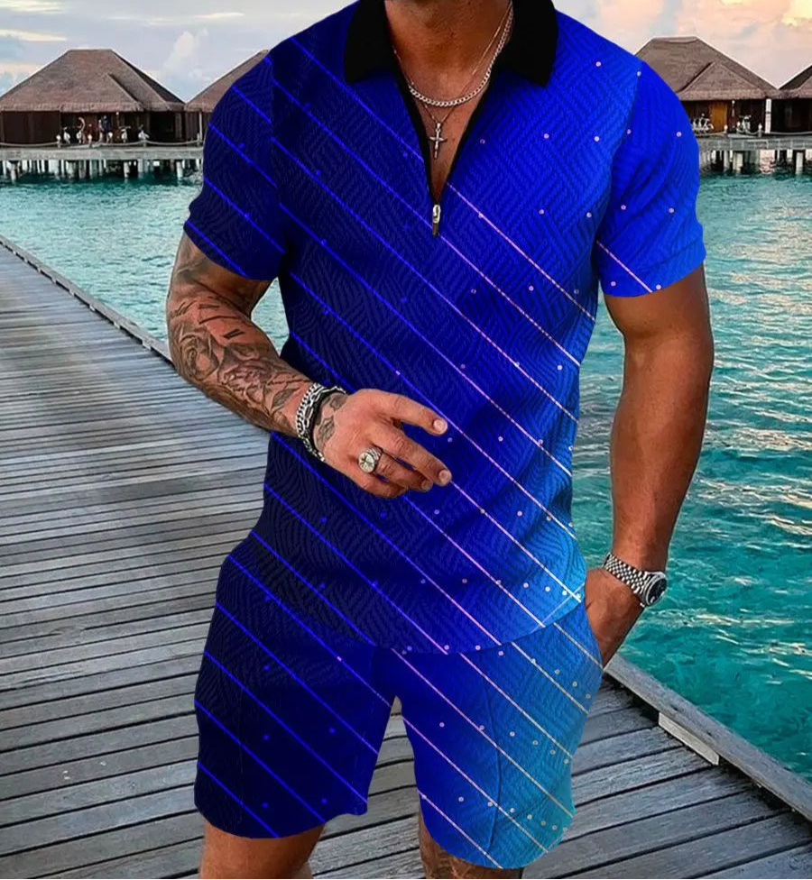 Short Sleeve Polo 2 Piece Shirt + Shorts