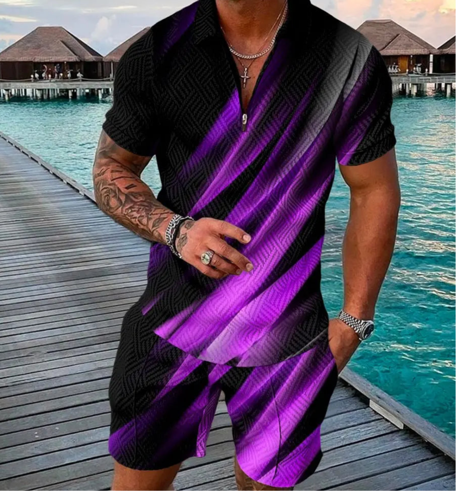 Short Sleeve Polo 2 Piece Shirt + Shorts