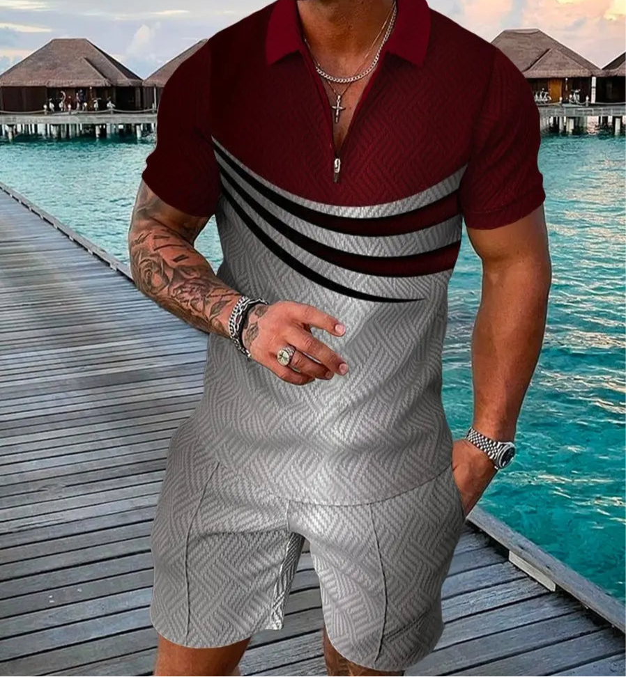 Short Sleeve Polo 2 Piece Shirt + Shorts