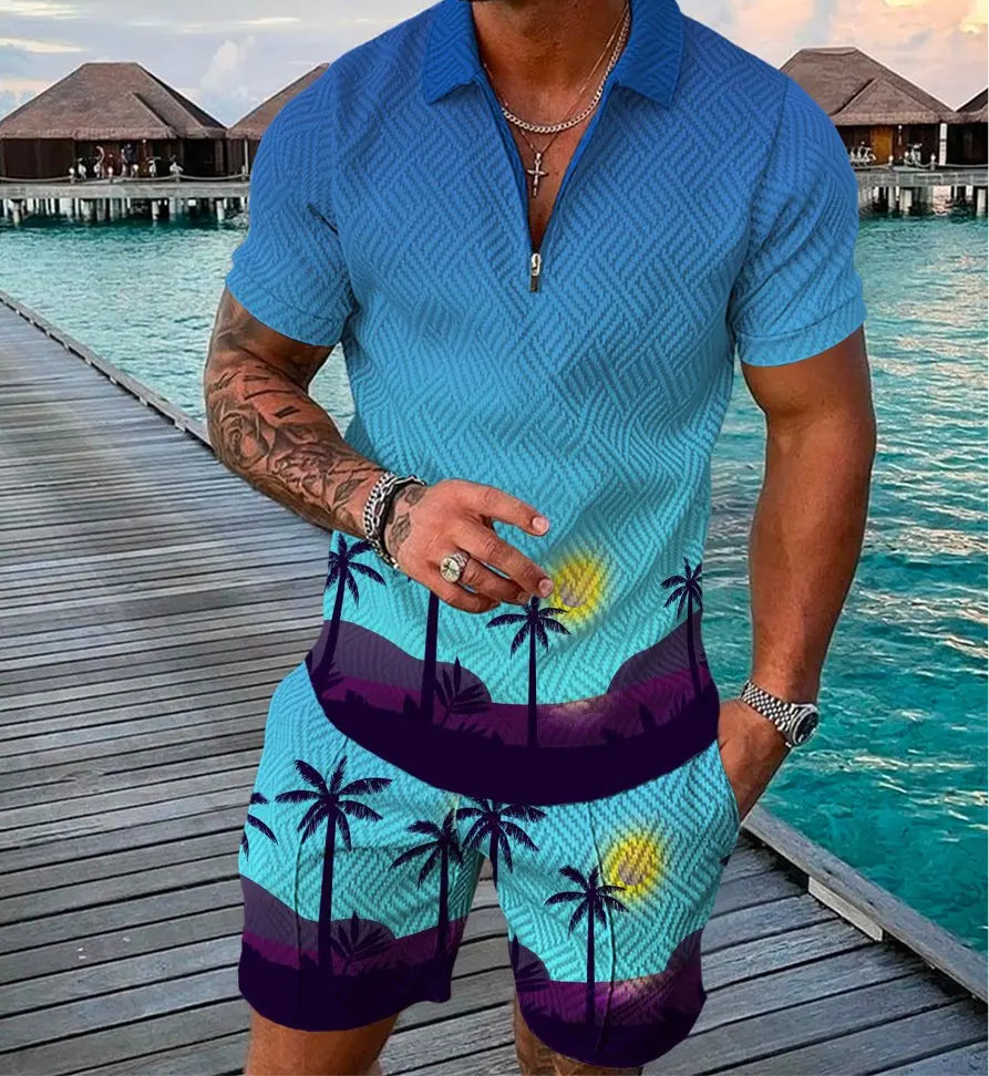 Short Sleeve Polo 2 Piece Shirt + Shorts