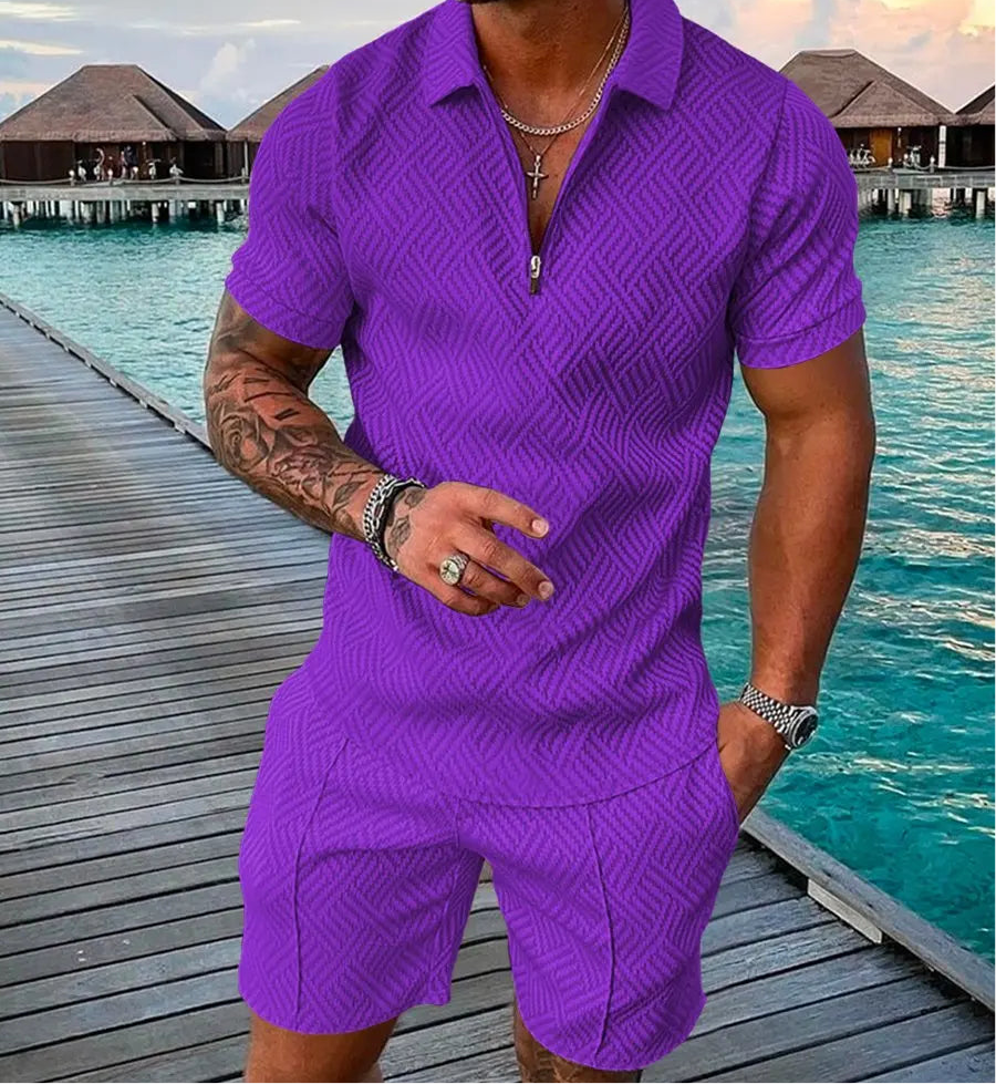 Short Sleeve Polo 2 Piece Shirt + Shorts