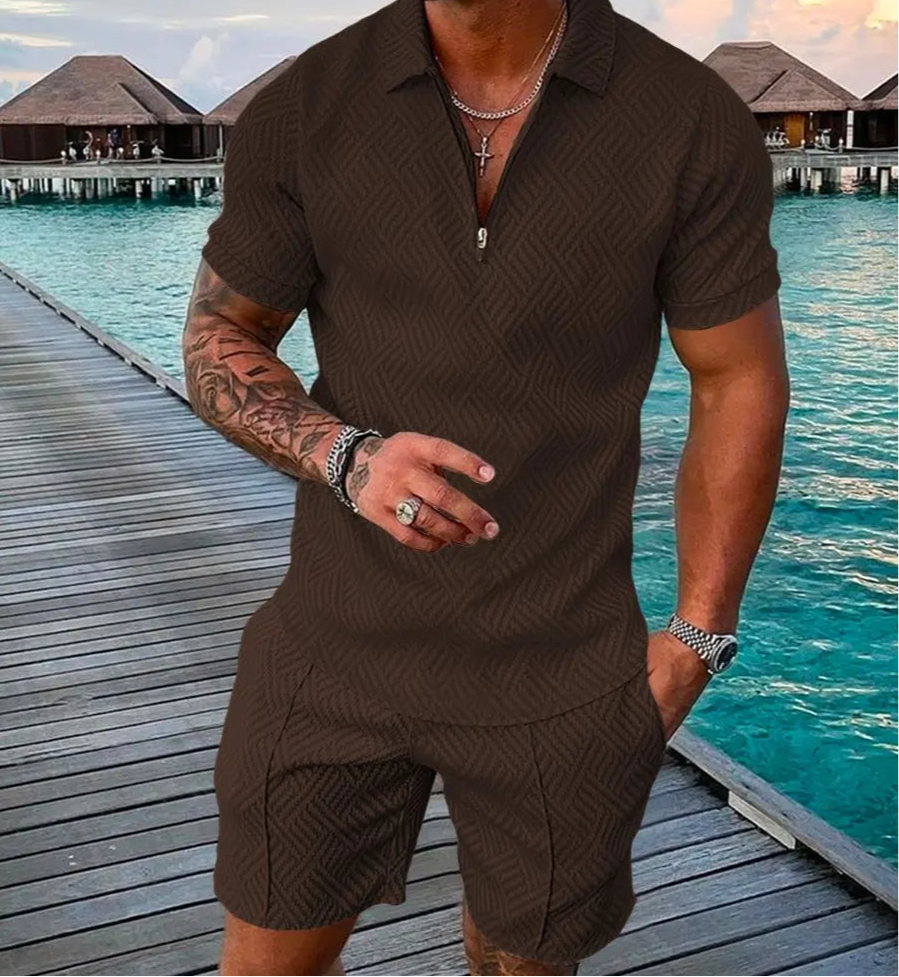 Short Sleeve Polo 2 Piece Shirt + Shorts