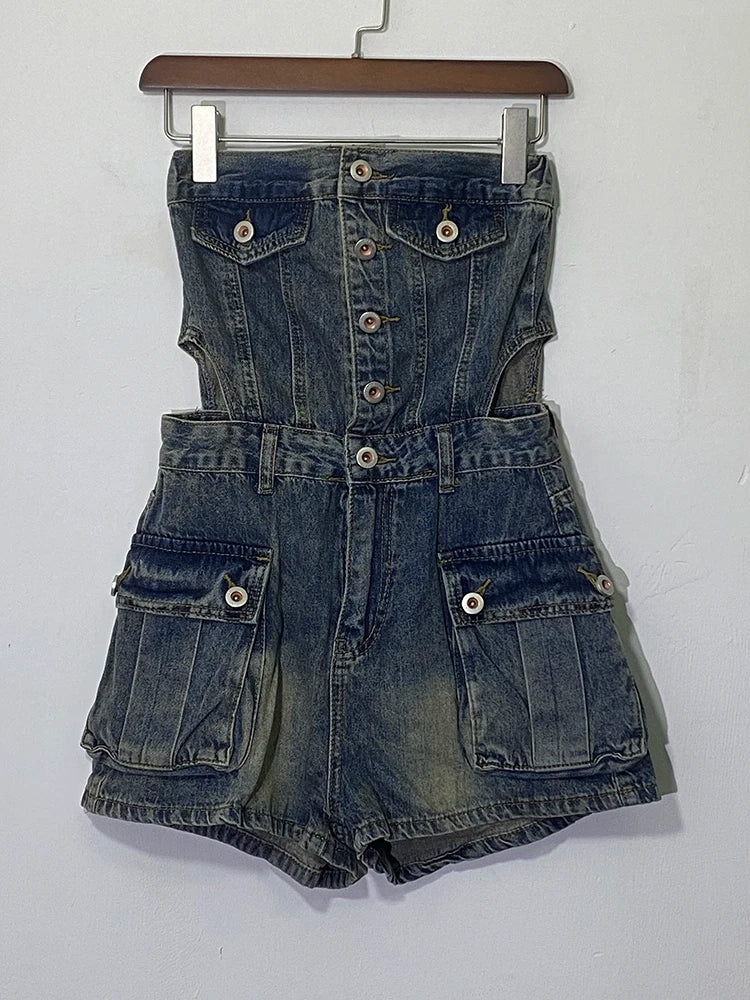 Strapless Denim Jumpsuit