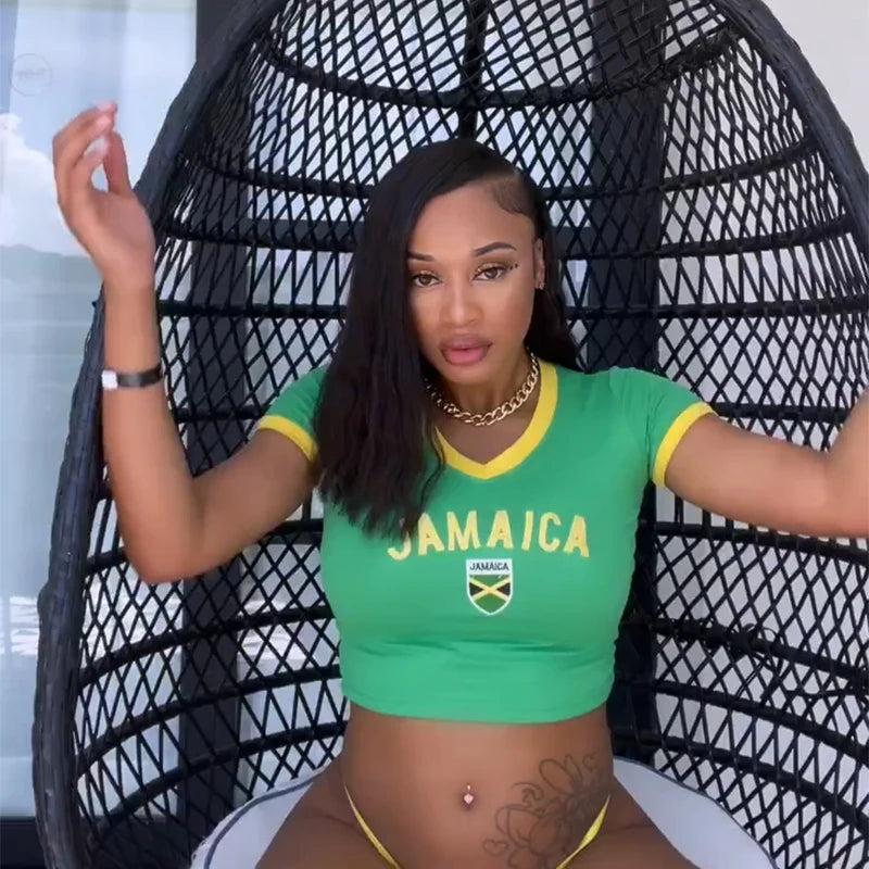 Jamaica Short Sleeve Crop Top