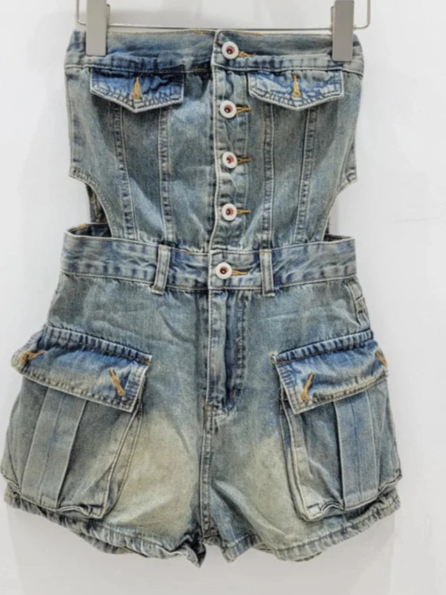 Strapless Denim Jumpsuit