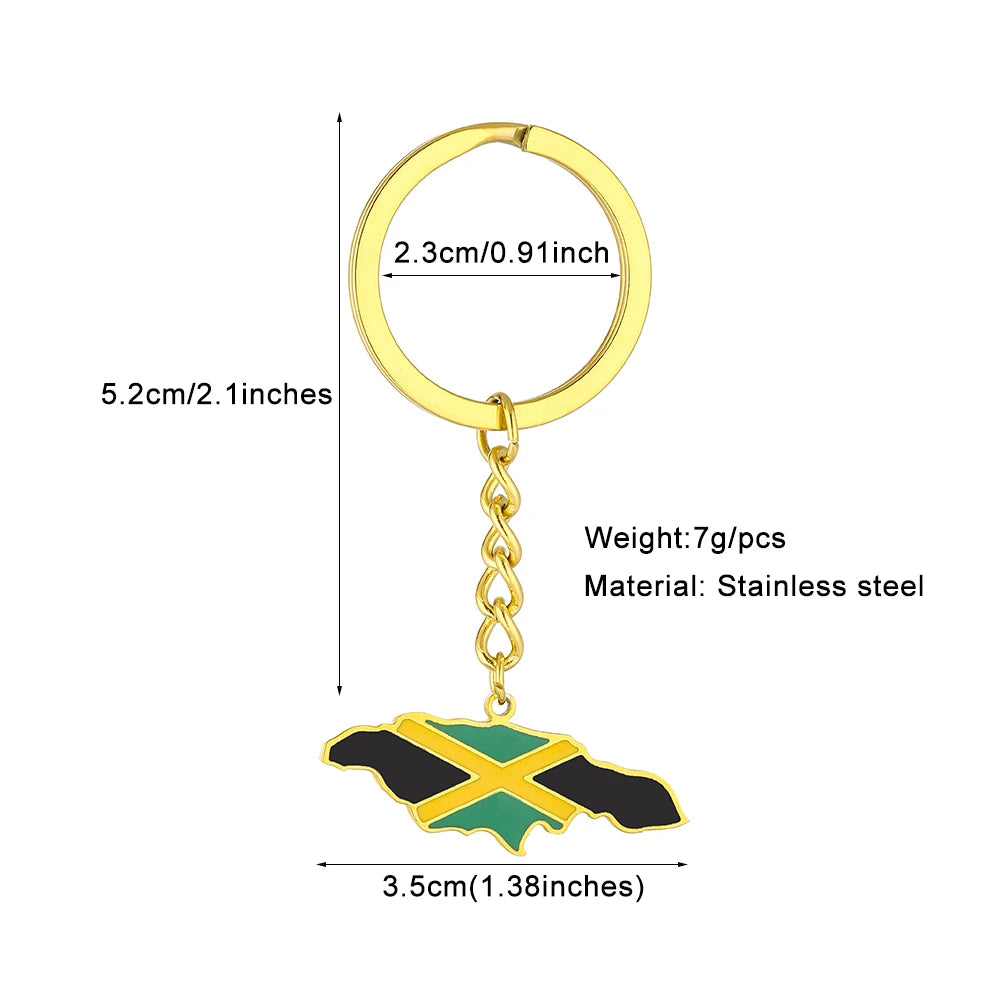 Jamaica Map Flag Key Chain
